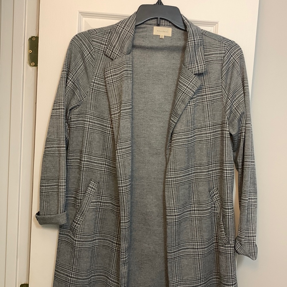 Long plaid blazer